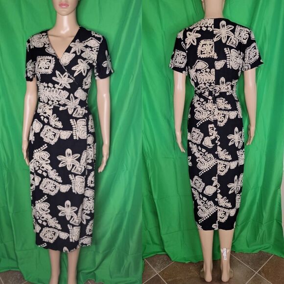 Vintage PASSPORTS OF PIER 1 IMPORTS Wrap Midi Dress - Picture 2 of 10